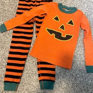 Kids Pumpkin Halloween Hanna Andersson Pajama Set - Orange and Black